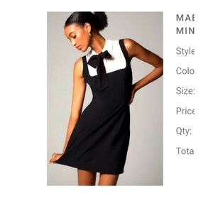 Sz 0 NWT Maeve Collared Bow-Tie Mini Dress Anthropologie